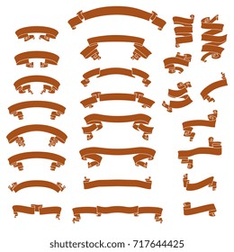 Curved ribbons vector collection isolated on white background.