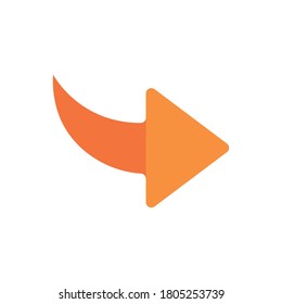 curved right arrow flat style icon design of direction web forward and infographic theme Vector illustration