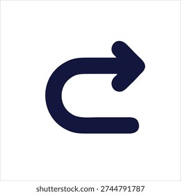 Curved Right Arrow Icon – Minimal Navigation and Redo Symbol on White Background