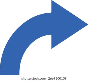 curved right arrow icon, navigation, direction, forward, move, progress, growth, pointer vector illustration on white background