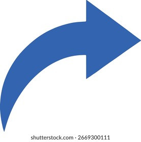 curved right arrow icon, navigation, direction, forward, move, progress, growth, pointer vector illustration on white background