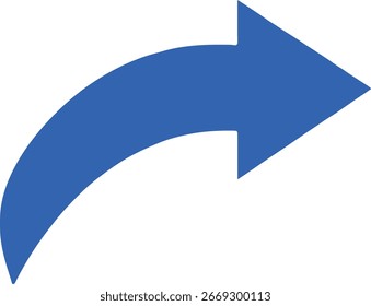 curved right arrow icon, navigation, direction, forward, move, progress, growth, pointer vector illustration on white background