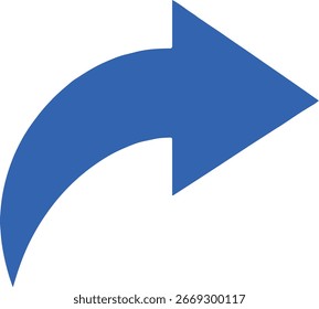 curved right arrow icon, navigation, direction, forward, move, progress, growth, pointer vector illustration on white background