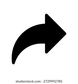 Curved Right Arrow Icon For Navigation, Direction, And Forward Movement In UI Design