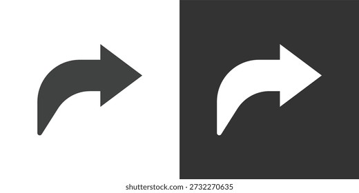 Conjunto de iconos de flecha derecha curva. Iconos de la serie de glifos sólidos