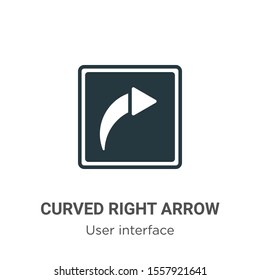 Curved right arrow vector icon on white background. Flat vector curved right arrow icon symbol sign from modern user interface collection for mobile concept and web apps design.