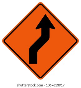 Curved Right Traffic Road Sign, Vector Illustration, Isolate On White Background Icon .EPS10
