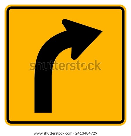 Curved Right Traffic Road Sign, Vector Illustration, Isolate On White Background,Symbols, Icon. EPS10 