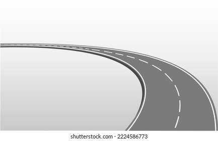 Curved road isolated on white background. Vector illustration.