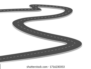 Curved road journey to the future. Asphalt street isolated on white background. winding highway location. designed for abstract, background,template,milestone element,diagram process,infographic.