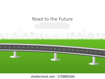 Curved road journey to the future. Asphalt street isolated on white background. winding highway location. designed for abstract, background,template,milestone element,diagram process,infographic.