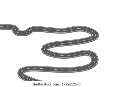 Curved road journey to the future. Asphalt street isolated on white background. winding highway location. designed for abstract, background,template,milestone element,diagram process,infographic.