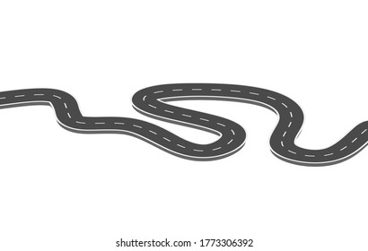 Curved road journey to the future. Asphalt street isolated on white background. winding highway location. designed for abstract, background,template,milestone element,diagram process,infographic.