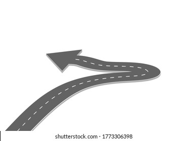 Curved road journey to the future. Asphalt street isolated on white background. winding highway location. designed for abstract, background,template,milestone element,diagram process,infographic.