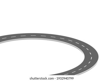 Curved road journey to the future. Asphalt street isolated on white background. winding highway location. designed for abstract, background,template,milestone element,diagram process,infographic.