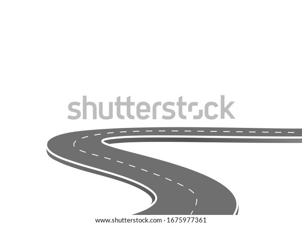 Curved road journey to the future.\
Asphalt street isolated on white background. winding highway\
location. designed for abstract, background,template,milestone\
element,diagram\
process,infographic.
