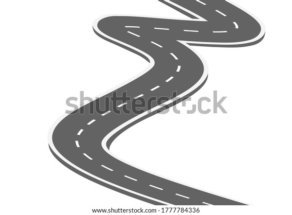 Curved road journey to the future.\
Asphalt street isolated on white background. winding highway\
location. designed for abstract, background,template,milestone\
element,diagram\
process,infographic.
