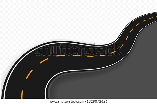 Curved road with
markings. Vector
illustration.