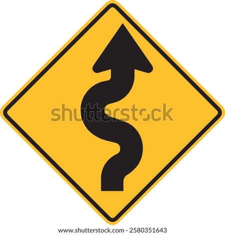 Curved Road sign, indicating a sharp bend or curve ahead, alerting drivers to slow down and adjust their steering for safe navigation.