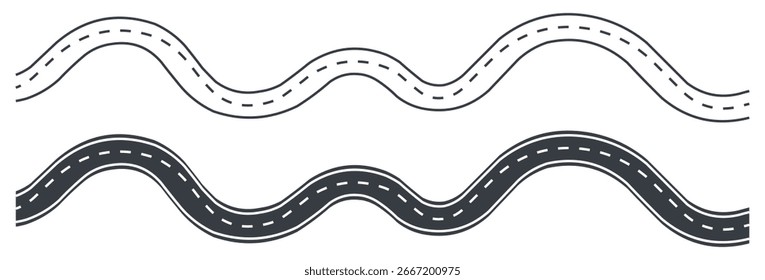 Curved Road Vector Illustration with Winding Path Design.