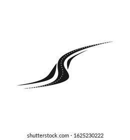 
Curved road vector with white markings. Highway