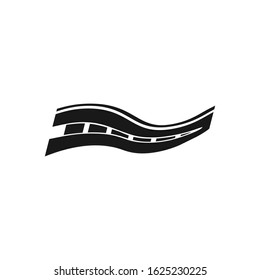 
Curved road vector with white markings. Highway