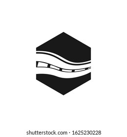 
Curved road vector with white markings. Highway