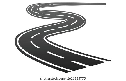 Curved road with white lines vector template