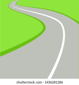 Curved road with white marking. Vector illustration