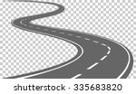 Curved road with white markings. Vector illustration