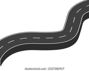 Curved road with white markings. Vector illustration road on abstract background. Eps10. Winding highway. Long way