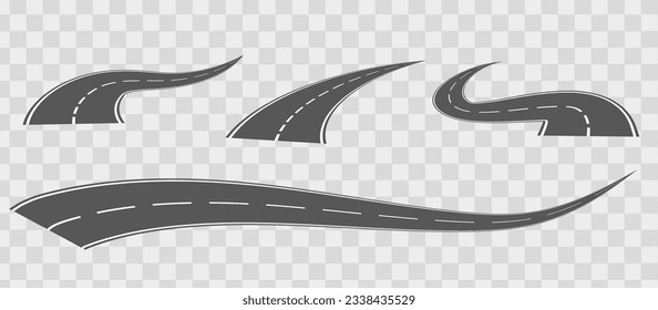 Curved road with white markings. Vector illustration road on abstract background. Eps10. Winding highway. Long way