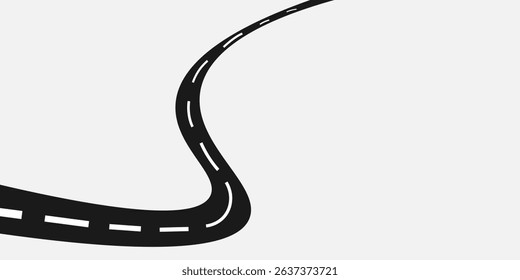 Curved road with white markings. Vector illustration,eps10