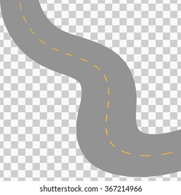 Curved road with white markings. Vector