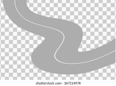 Curved road with white markings. Vector