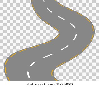 Curved road with white markings. Vector