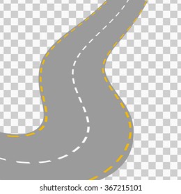 Curved road with white markings. Vector