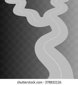 Curved road with white markings. Vector 