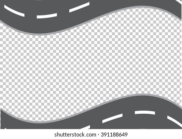Curved road with white markings. Vector illustration
