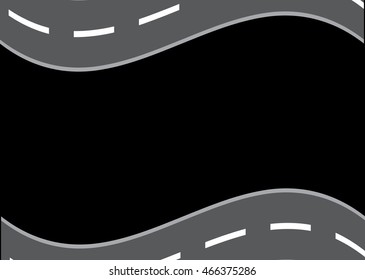 Curved road with white markings. Vector illustration
