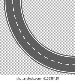 Curved road with white markings. Vector illustration