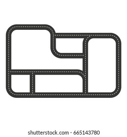 Curved road with white markings. Vector illustration
