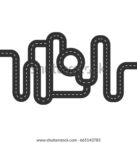 Curved road with white markings. Vector illustration
