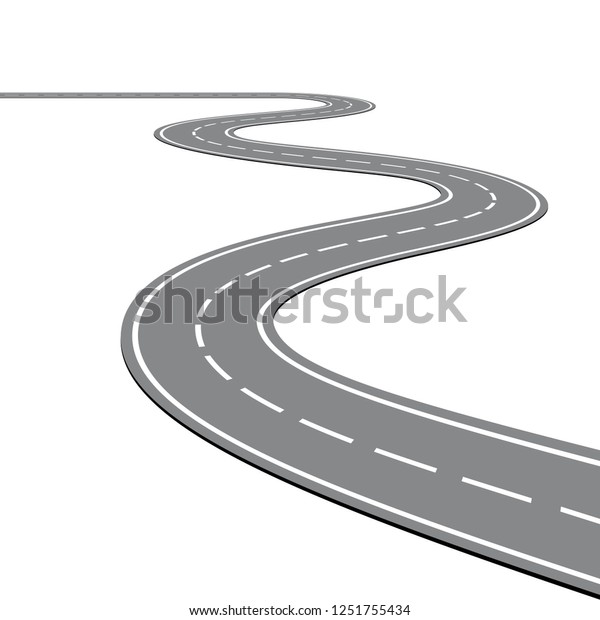 Curved Road White Markings Vector Illustration Stock Vector (Royalty ...