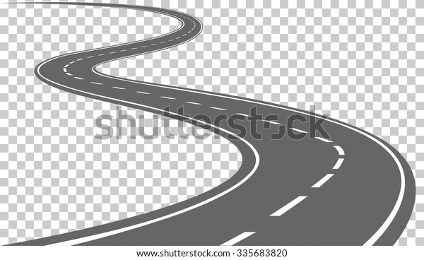 Curved road\
with white markings. Vector\
illustration