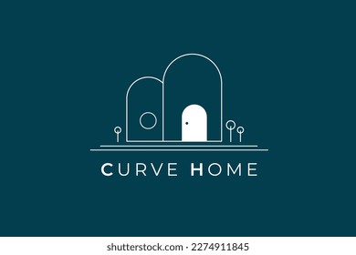 Curved roof cafe house logo