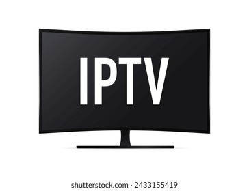 Curved screen IPTV. IP TV video channel box concept icon. Internet Protocol TV - IPTV symbol. Vector illustration