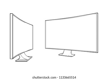 Curved Screen TV hand draw icon