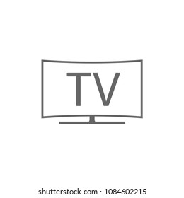 Curved Screen TV icon. Thin line icon of a large curved TV screen