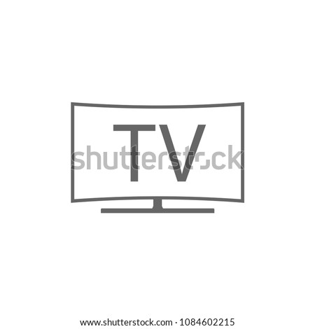 Curved Screen TV icon. Thin line icon of a large curved TV screen